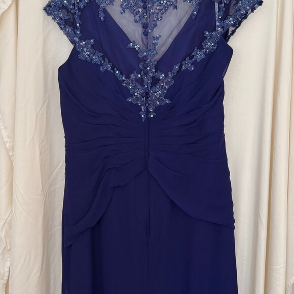 Beautiful Formal MOB Cobalt Blue Full Length Size 16 Bedazzled Womens dress - Picture 5 of 10